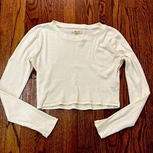 Madewell Fine Ribbed Supercrop Crewneck Long Sleeve Tee